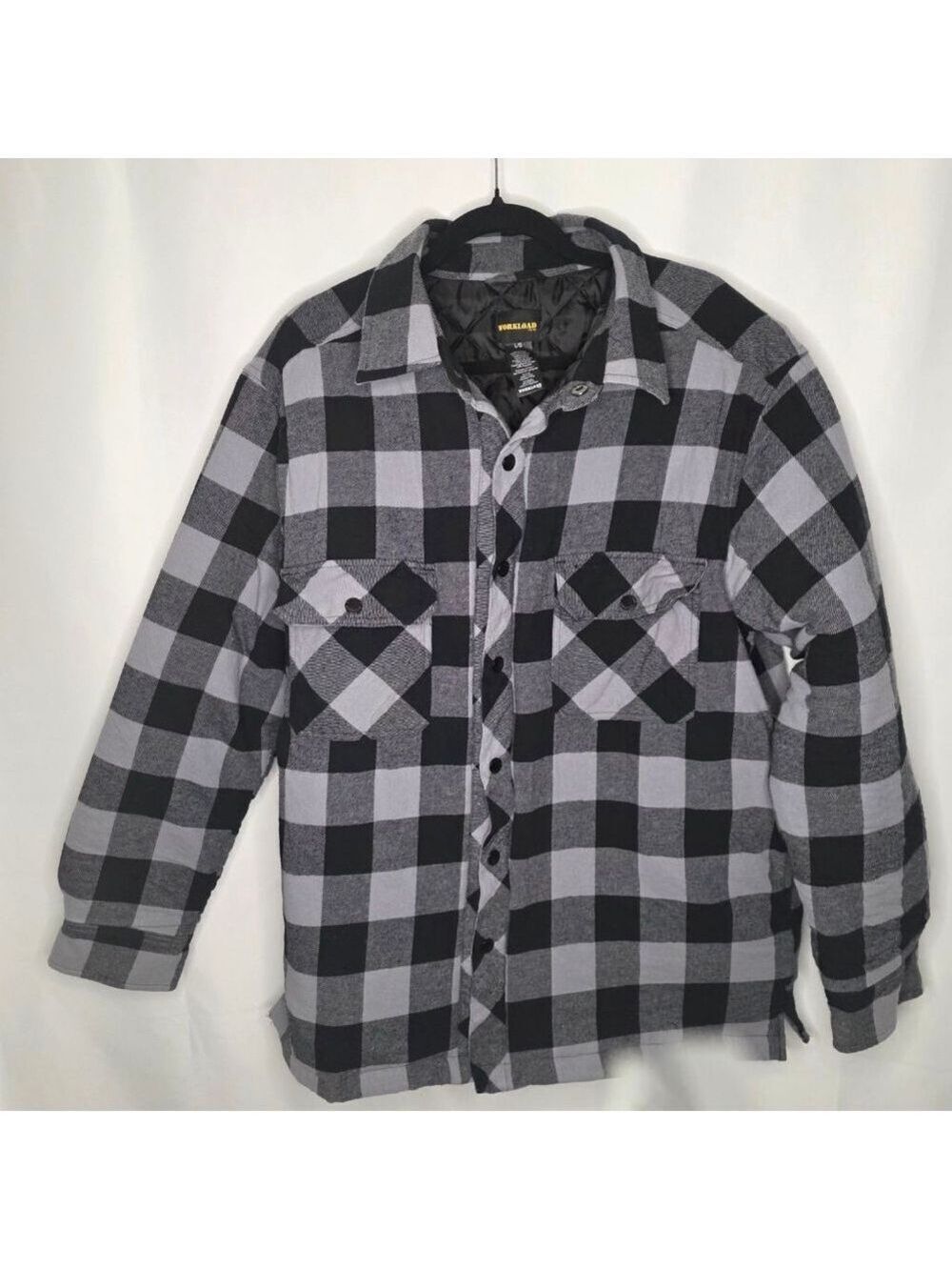 Men's WORKLOAD Plaid Lightweight Shirt Jacket L Black Gray